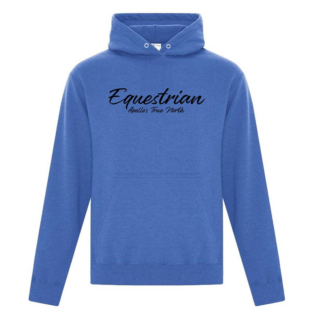 Equestrian Script Logo Adult Hoodie - Heather Royal Blue