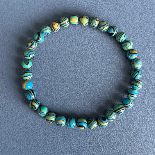 Blue Peacock Malachite Gemstone Bracelet